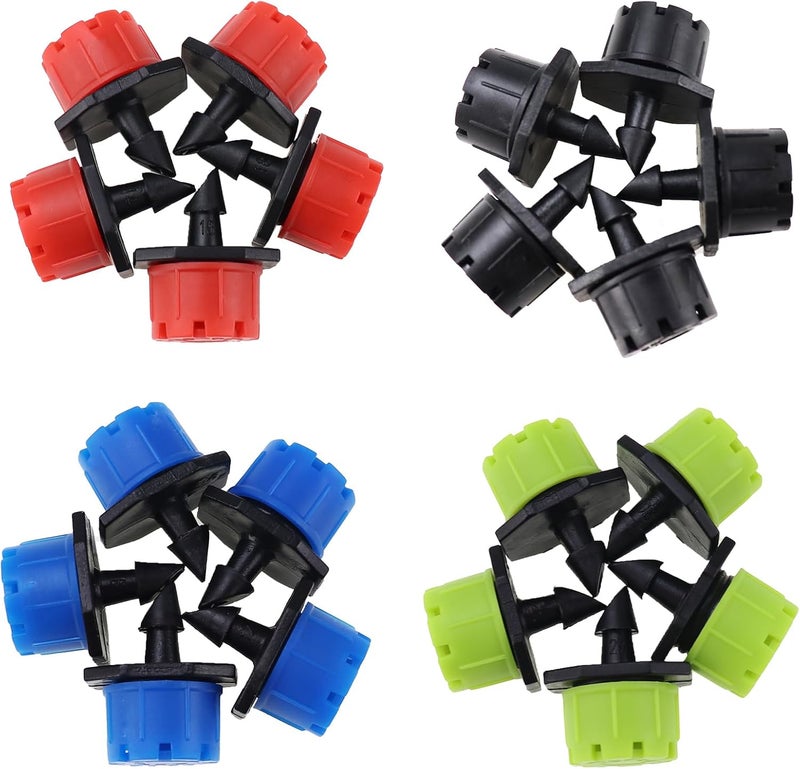 Nihfien 200 Pcs Adjustable Irrigation Drippers Sprinklers, Universal 1/4" Irrigation Micro Drip Emitters 8-Hole 360 Degree Watering Sprinkler for 4mm/7mm Garden Tube Watering System(4 Color) - Image 4